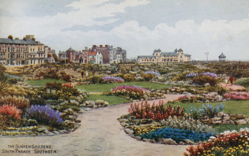 De verzonken tuinen, South Parade, Southsea door Alfred Robert Quinton