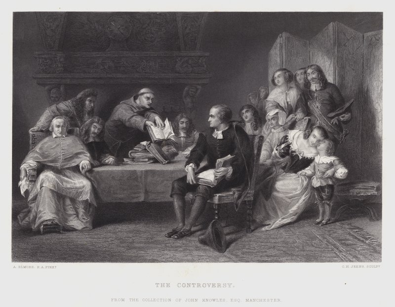 De controverse (gravure) door Alfred W. (after) Elmore