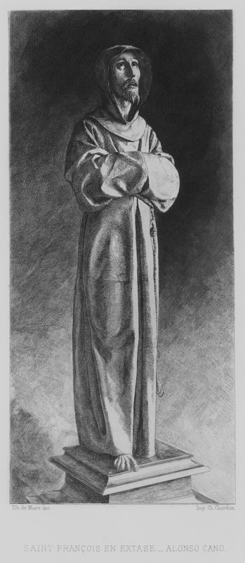 St. Franciscus van Assisi in Extase (lithografie) door Alonso Cano