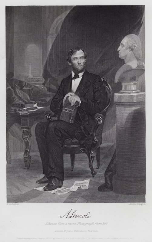 Abraham Lincoln (gravure) door Alonzo (after) Chappel