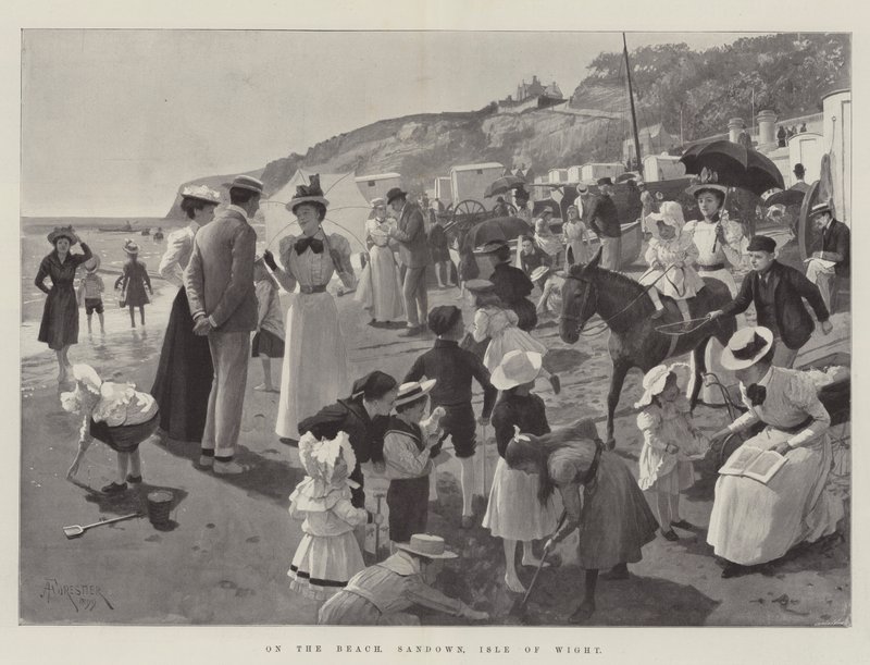 Op het strand, Sandown, Isle of Wight door Amedee Forestier