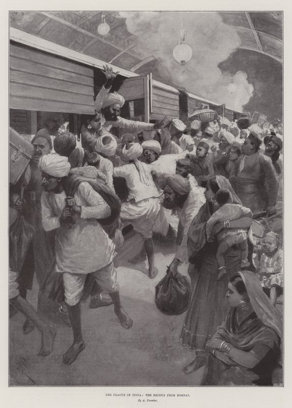 De pest in India, de exodus uit Bombay door Amedee Forestier