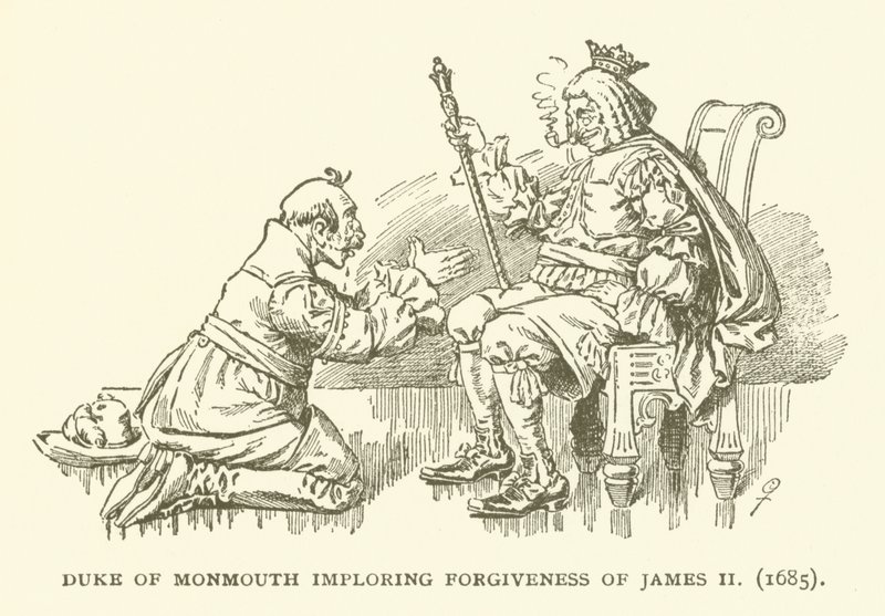 Hertog van Monmouth smeekt om vergeving van Jacobus II (1685) door American School
