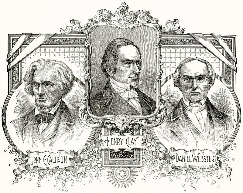 John C. Calhoun, Henry Clay, Daniel Webster door American School