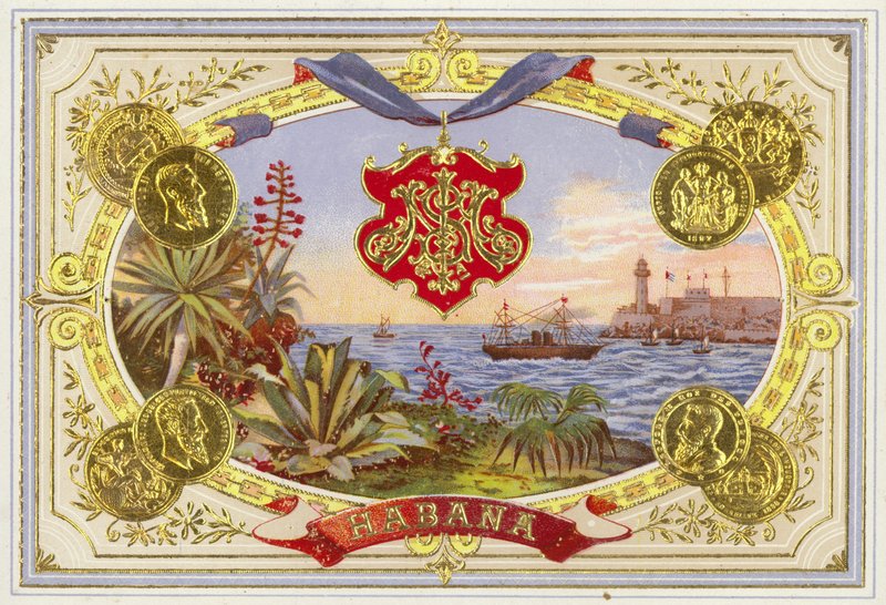 Cubaanse sigarendoos label door American School
