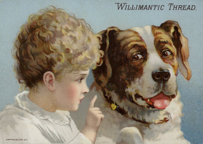 Hond en jong kind door American School