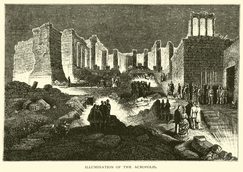 Verlichting van de Akropolis door American School