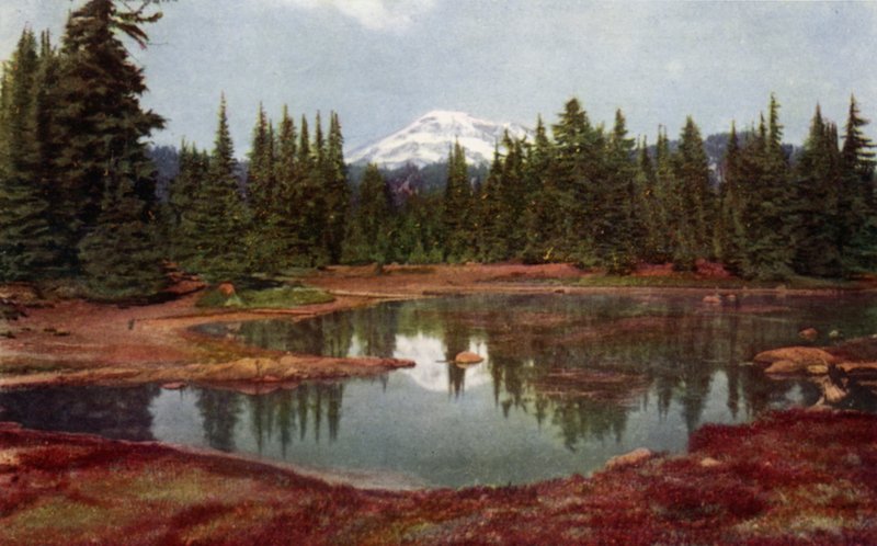 In de Oregon-bergen (kleur litho) door American School