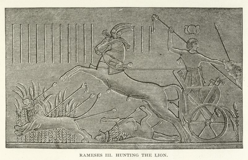 Ramses III jaagt op de leeuw door American School