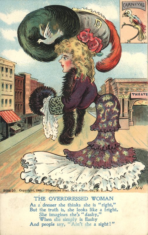 De Overdressed Vrouw (kleur litho) door American School