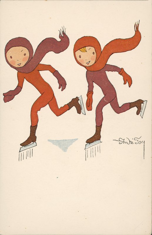 Twee jongens schaatsen door Andre Foy
