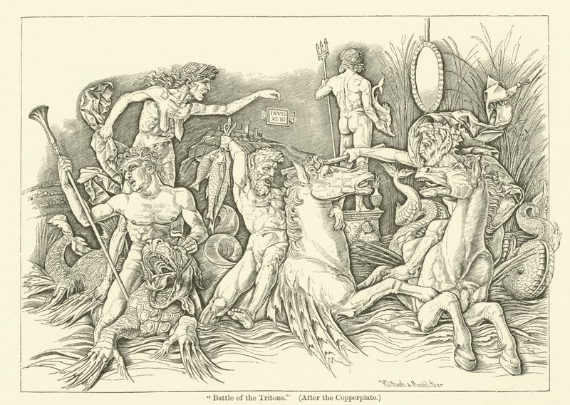 Slag van de Tritons door Andrea (after) Mantegna