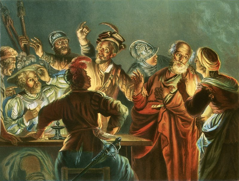Petrus verloochent Christus door Andreas Cellarius