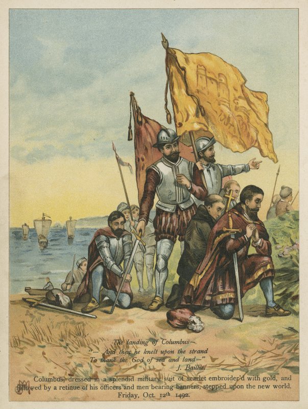Columbus arriveert in de Nieuwe Wereld door Andrew Melrose