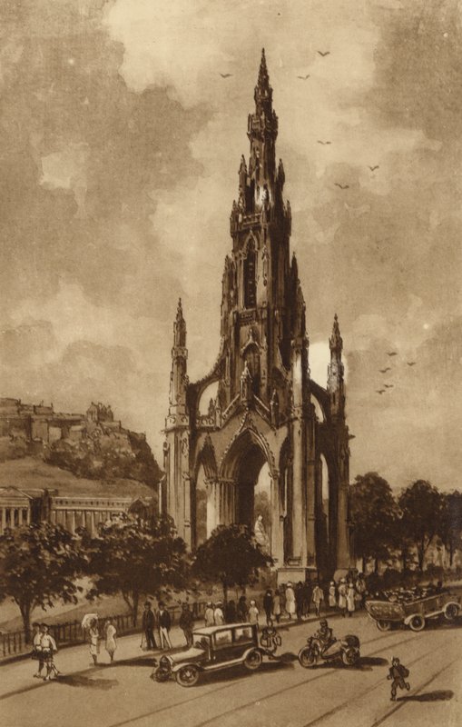 Edinburgh: Het Scott Monument, Princes Street door Andrew Allan