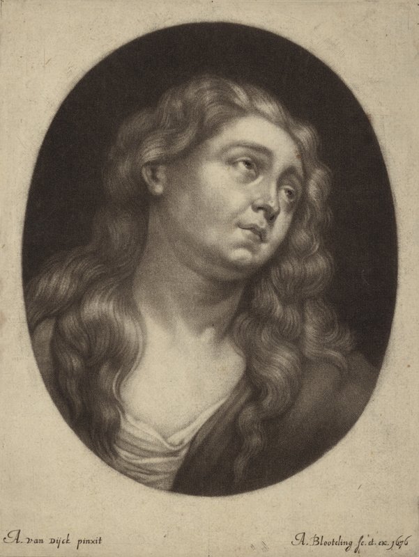 Het hoofd van St. Maria Magdalena door Anthony van Dyck