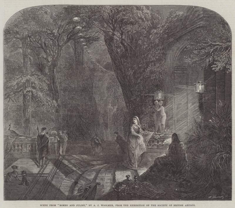 Scène uit Romeo en Julia door Arthur Joseph Woolmer