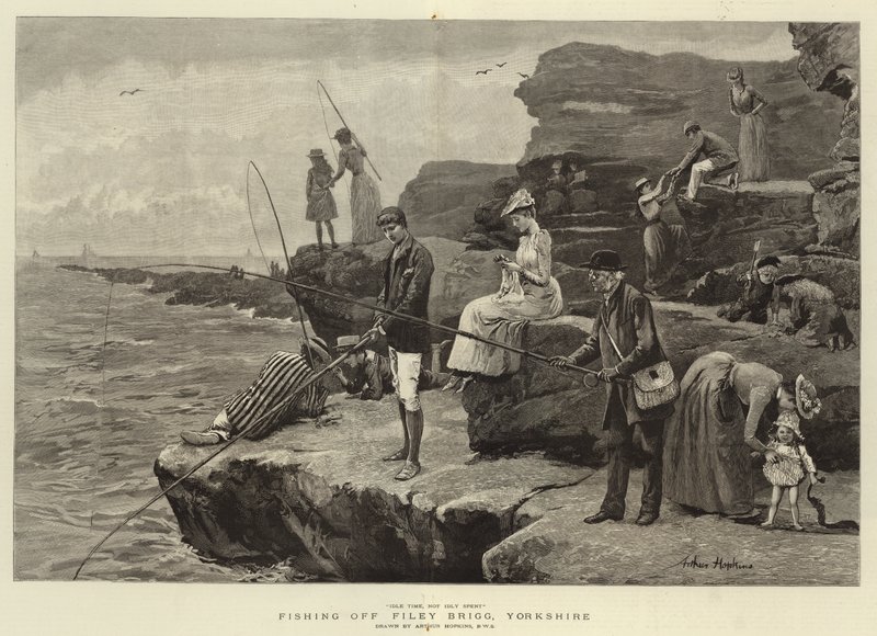 Vissen bij Filey Brigg, Yorkshire door Arthur Hopkins