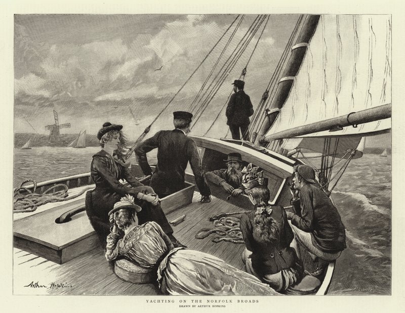 Zeilen op de Norfolk Broads door Arthur Hopkins