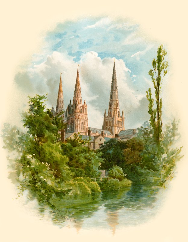 Lichfield Cathedral, Zuidwest door Arthur Wilde Parsons