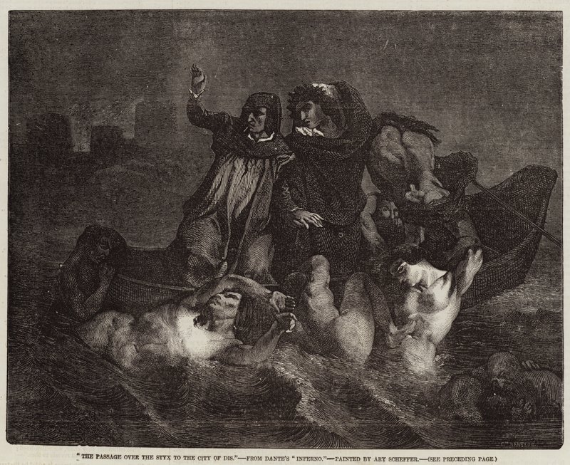 De overtocht over de Styx naar de stad Dis door Ary Scheffer