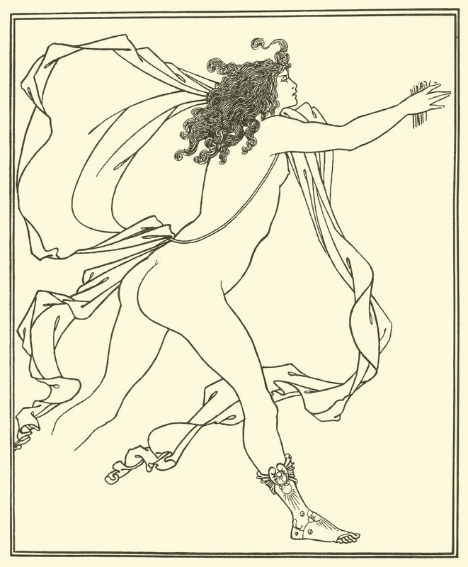 Apollo achtervolgt Daphne door Aubrey Beardsley