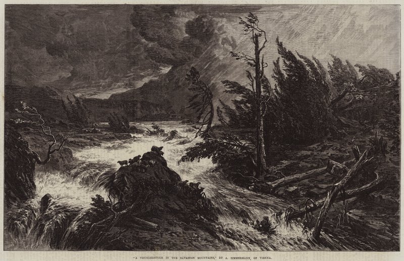 Een Onweersbui in de Beierse Bergen door Albert August Zimmermann