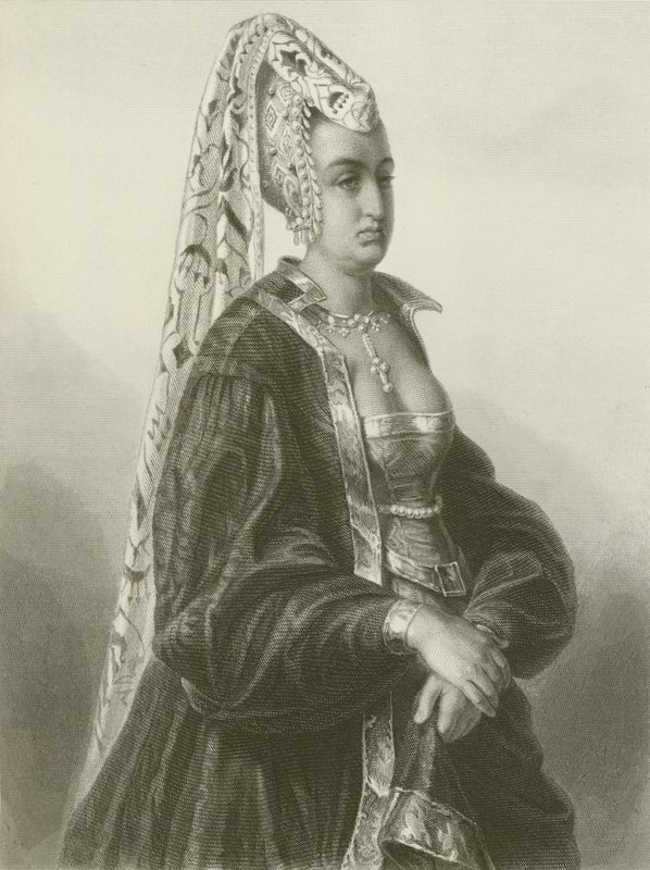 Koningin Isabeau (gravure) door August Friedrich Pecht