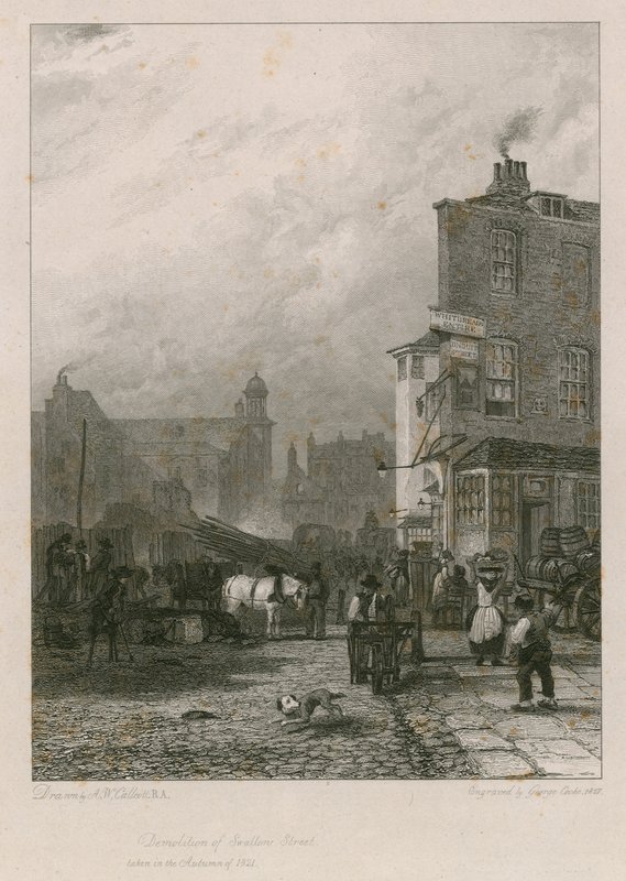 Sloop van Swallow Street, Londen door Augustus Wall Callcott