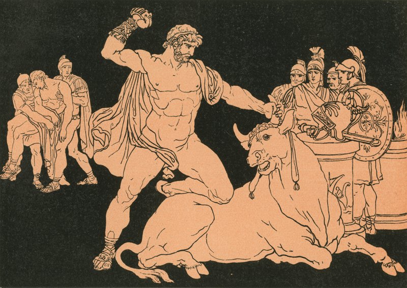 Entellus doodt de Stier door Bartolomeo Pinelli