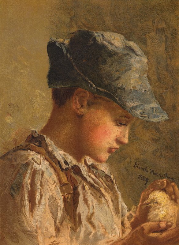 Jongen met een vogel door Blanche F. MacArthur