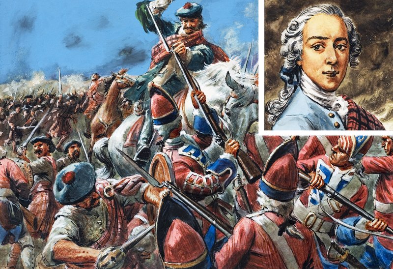 De slag bij Culloden (gouache op papier) door C.L. Doughty