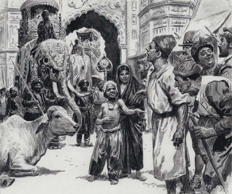 De Parade (gouache op papier) door C.L. Doughty