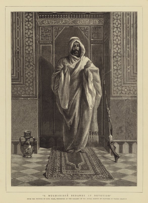 Een Mugharibee Bedawee in devotie door Carl Haag