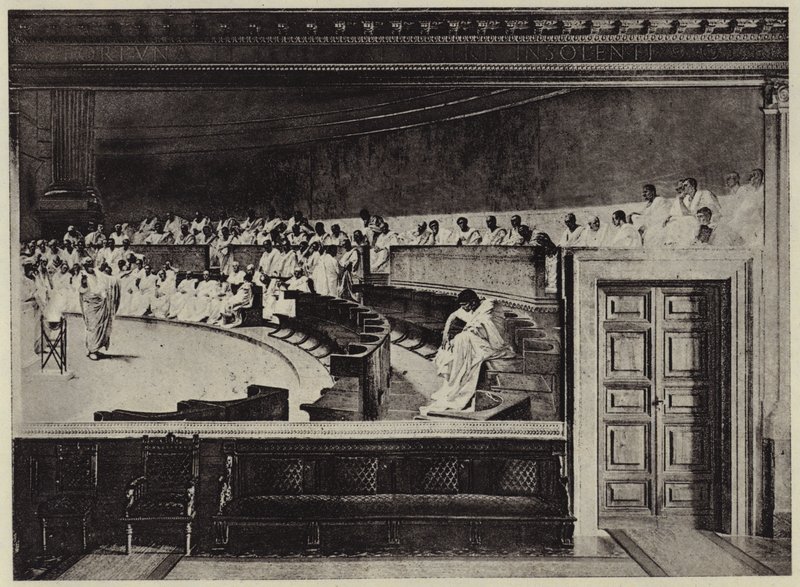 De aanklacht tegen Catiline door Cesare (after) Maccari