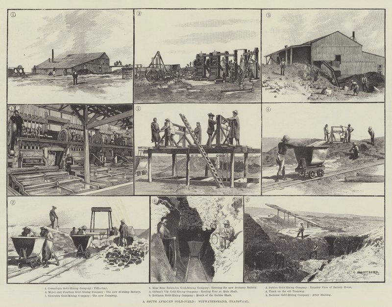 Een Zuid-Afrikaans goudveld, Witwatersrand, Transvaal door Charles Auguste Loye