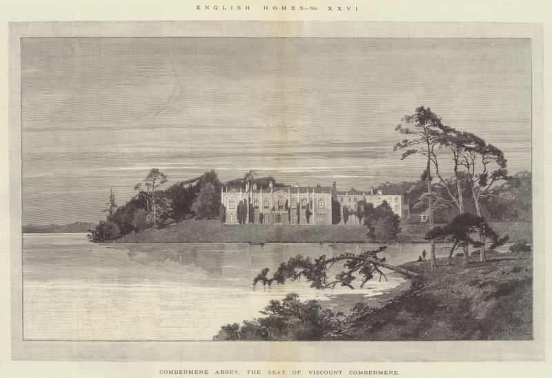 Combermere Abbey, de Zetel van Burggraaf Combermere door Charles Auguste Loye