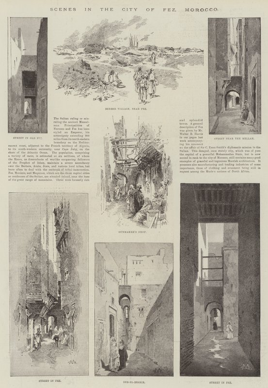 Scènes in de stad Fez, Marokko door Charles Auguste Loye
