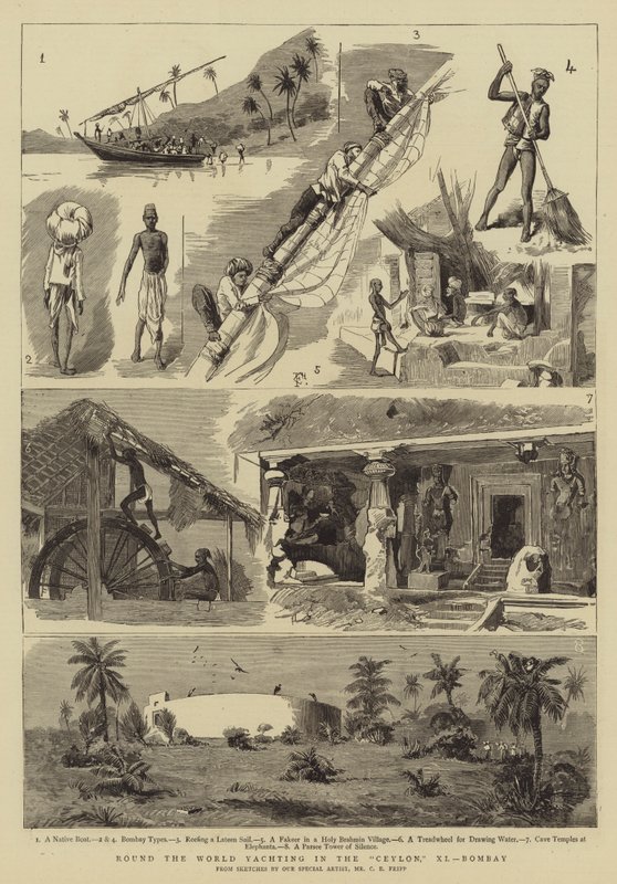 Wereldreis Zeilen in de Ceylon, XI, Bombay door Charles Edwin Fripp