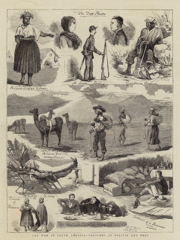 De oorlog in Zuid-Amerika, schetsen in Bolivia en Peru door Charles Edwin Fripp