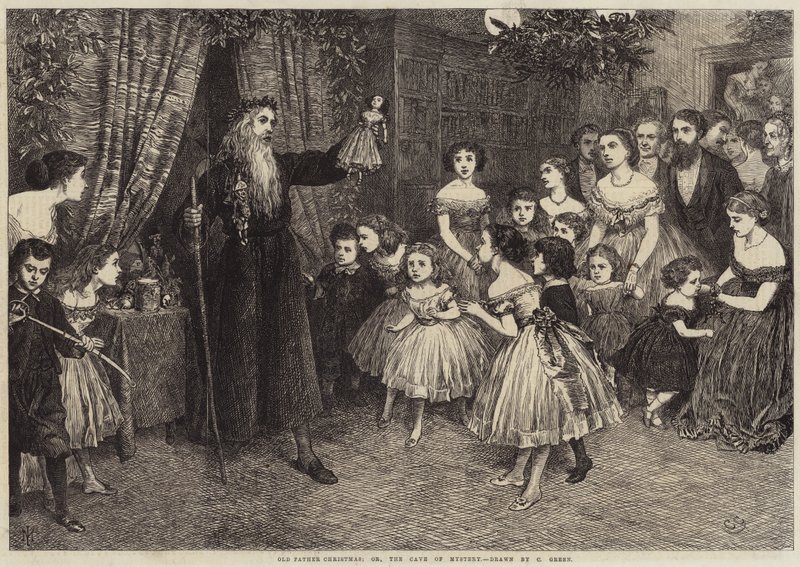 Oude Vader Kerstmis; of, De Grot van Mysterie door Charles Green