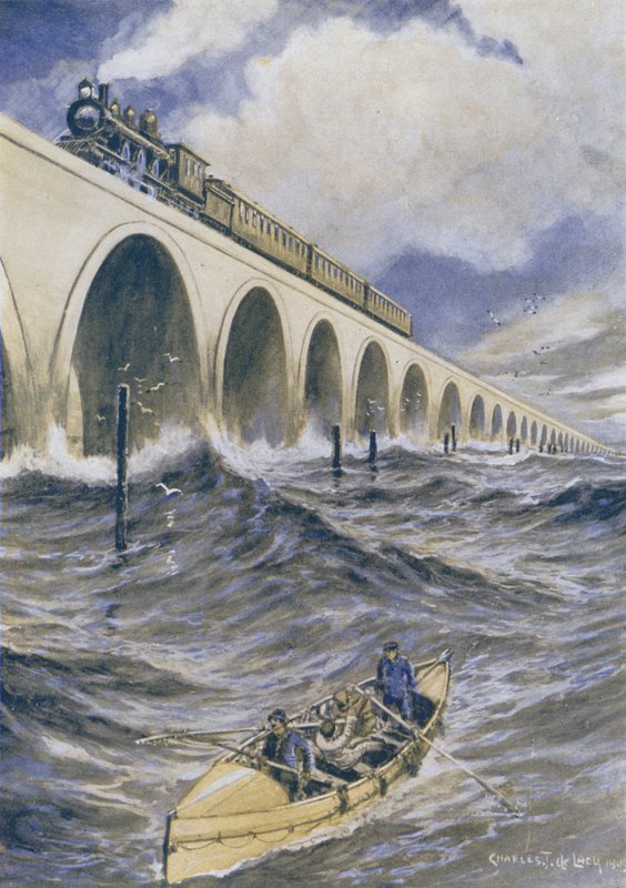 Een grote spoorbrug, Florida, VS door Charles John de after Lacy
