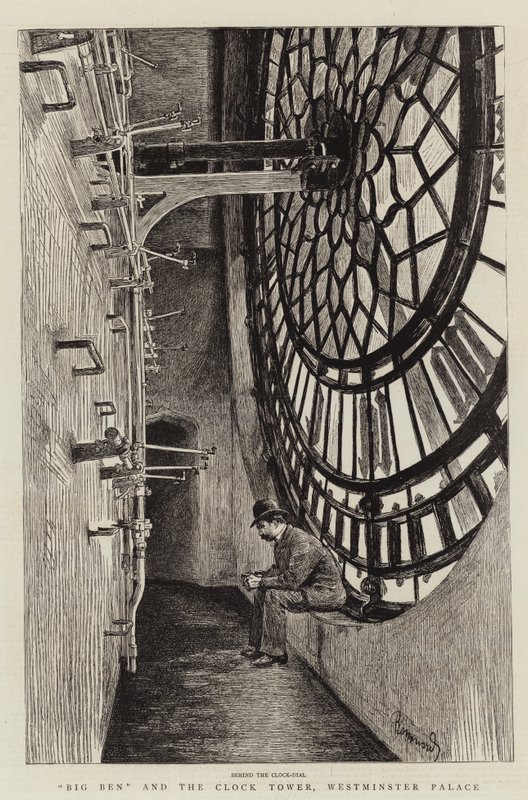 Big Ben en de Klokkentoren, Westminster Palace door Charles Paul Renouard