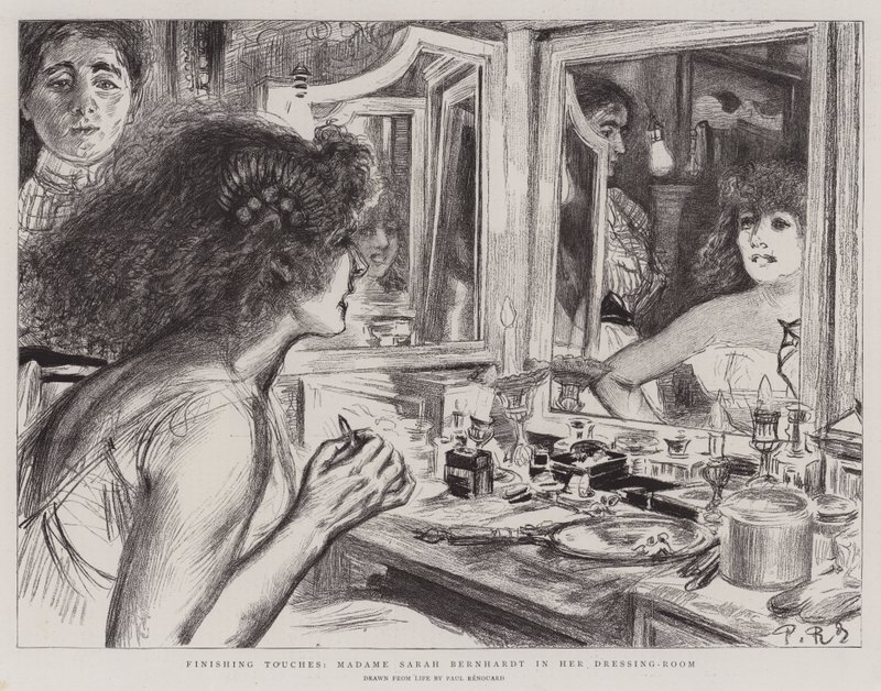 Laatste hand, Madame Sarah Bernhardt in haar kleedkamer door Charles Paul Renouard