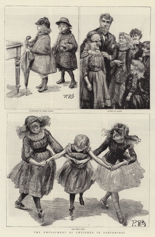 Het werk van kinderen in pantomimes door Charles Paul Renouard