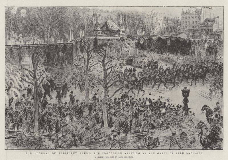 De Begrafenis van President Faure, de Processie aankomend bij de Poorten van Pere Lachaise door Charles Paul Renouard