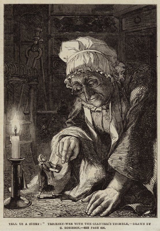 Vertel ons een verhaal, Tricksey-Wee met de vingerhoed van de reuzin door Sir John Charles Robinson