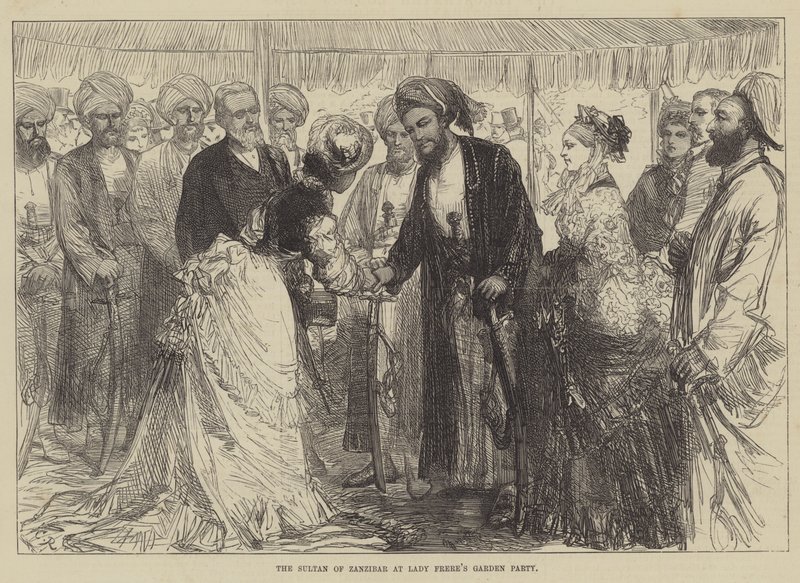 De sultan van Zanzibar op het tuinfeest van Lady Frere door Sir John Charles Robinson