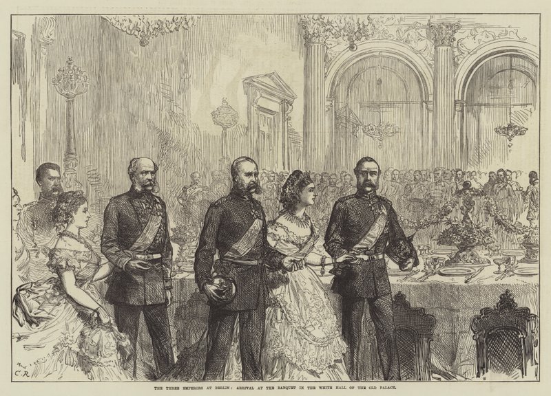 De Drie Keizers in Berlijn, Aankomst bij het Banket in de Witte Zaal van het Oude Paleis door Sir John Charles Robinson