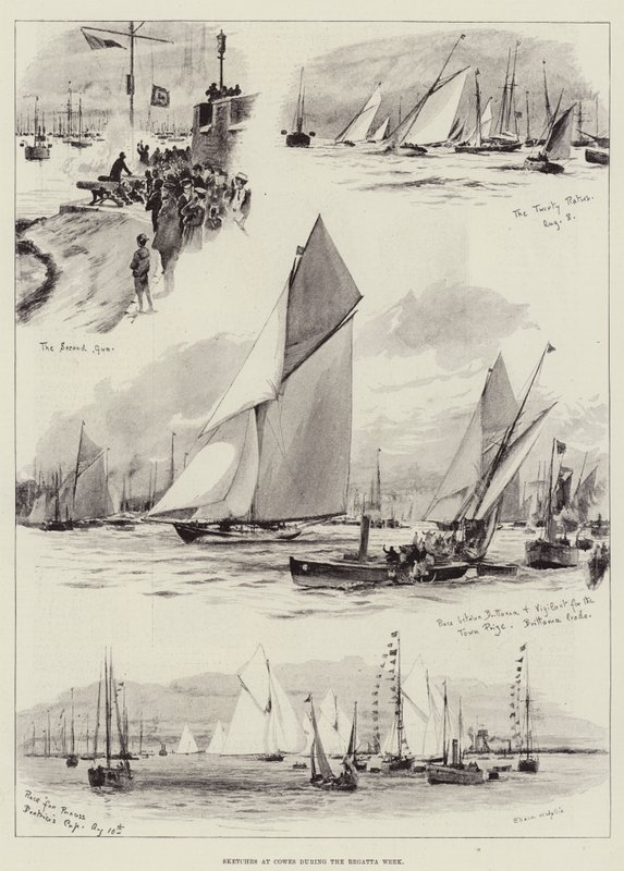 Schetsen bij Cowes tijdens de Regatta Week door Charles William Wyllie